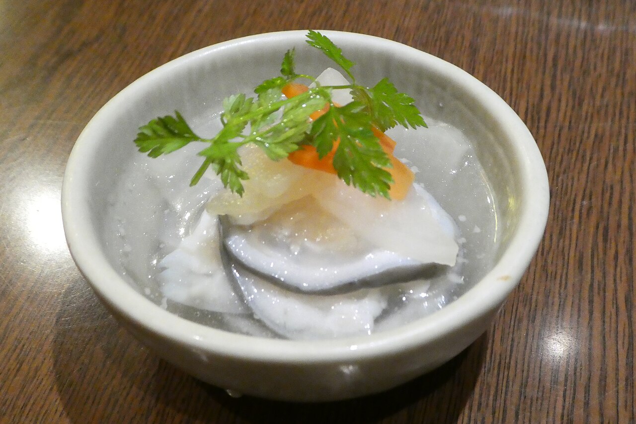 Hizunamasu vinegar-cured salmon snout salad from Hokkaido
