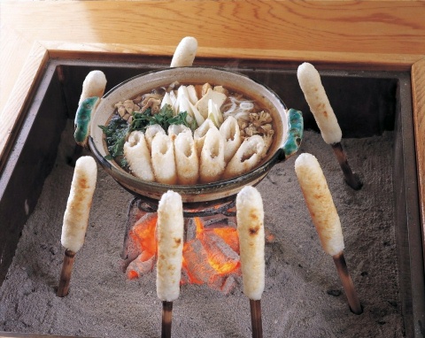 Kiritanpo Akita grilled rice skewers and kiritanpo nabe