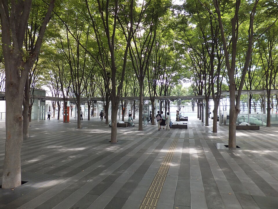 Keyaki Hiroba at Saitama Super Arena — tree-lined plaza