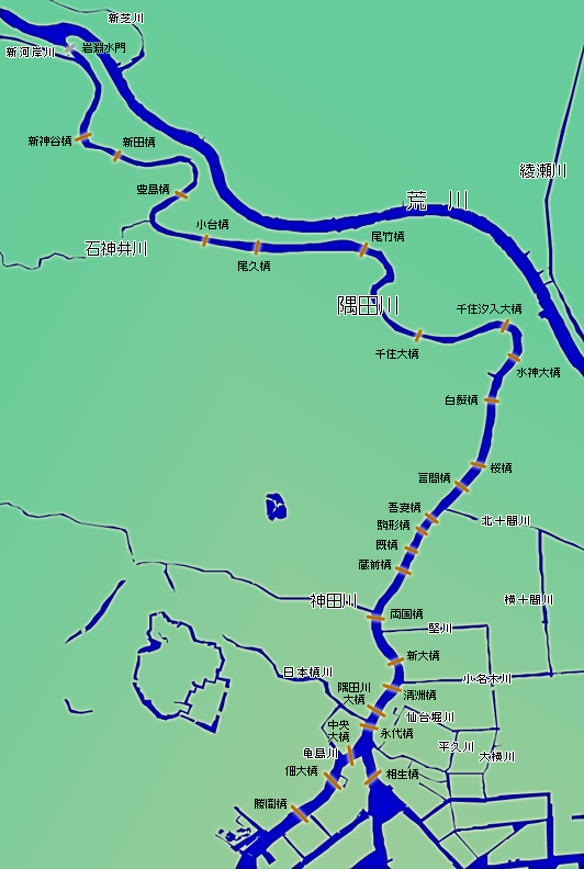 Sumida River Tokyo's 23.5 km historic river and bridges